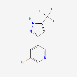 molecular formula C9H5BrF3N3 B8209059 3-Bromo-5-(3-(trifluoromethyl)-1H-pyrazol-5-yl)pyridine 