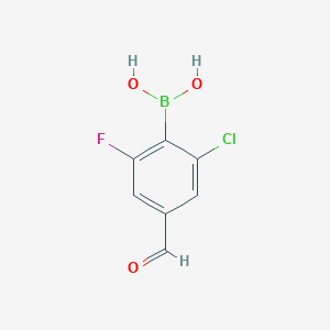 molecular formula C7H5BClFO3 B8209092 2-Chloro-6-fluoro-4-formylphenylboronic acid 