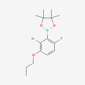 molecular formula C15H21BBrFO3 B8209097 2-(2-Bromo-6-fluoro-3-propoxyphenyl)-4,4,5,5-tetramethyl-1,3,2-dioxaborolane 