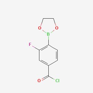 molecular formula C9H7BClFO3 B8209139 3-Fluoro-4-(1,3,2-dioxaborolan-2-yl)benzoyl chloride 