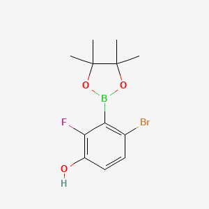 molecular formula C12H15BBrFO3 B8209186 6-Bromo-2-fluoro-3-hydroxyphenylboronic acid pinacol ester 