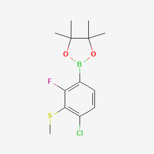 molecular formula C13H17BClFO2S B8209191 2-(4-Chloro-2-fluoro-3-methylsulfanylphenyl)-4,4,5,5-tetramethyl-1,3,2-dioxaborolane 