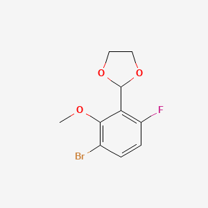 molecular formula C10H10BrFO3 B8209216 2-(3-Bromo-6-fluoro-2-methoxyphenyl)-1,3-dioxolane 