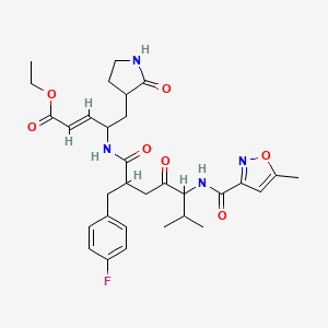 molecular formula C31H39FN4O7 B8209409 4-[[2-[(4-Fluorophenyl)methyl]-6-methyl-5-[(5-methyl-3-isoxazolyl)carbonylamino]-1,4-dioxoheptyl]amino]-5-(2-oxo-3-pyrrolidinyl)-2-pentenoic acid ethyl ester 