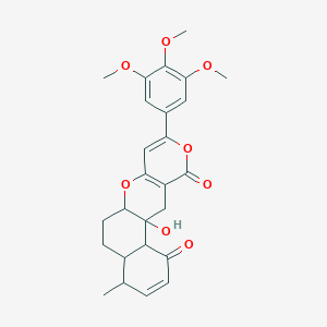 1-Hydroxy-6-methyl-14-(3,4,5-trimethoxyphenyl)-11,15-dioxatetracyclo[8.8.0.02,7.012,17]octadeca-4,12(17),13-triene-3,16-dione