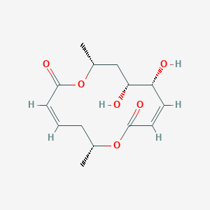 molecular formula C14H20O6 B8209526 (3Z,6R,9Z,11R,12R,14R)-11,12-dihydroxy-6,14-dimethyl-1,7-dioxacyclotetradeca-3,9-diene-2,8-dione 