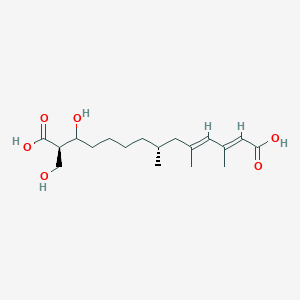 molecular formula C18H30O6 B8209532 (2E,4E,7R,13R)-12-hydroxy-13-(hydroxymethyl)-3,5,7-trimethyltetradeca-2,4-dienedioic acid 