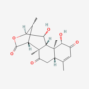 molecular formula C19H24O6 B8209543 (1R,2R,5S,9S,10S,11R,12R,13S,16R)-9,12-dihydroxy-2,6,10,16-tetramethyl-14-oxatetracyclo[11.2.1.02,11.05,10]hexadec-6-ene-3,8,15-trione 