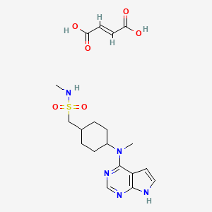 molecular formula C19H27N5O6S B8209575 trans-N-methyl-1-(4-(methyl(7H-pyrrolo[2,3-d]pyrimidin-4-yl)amino)cyclohexyl)methanesulfonamide maleate 