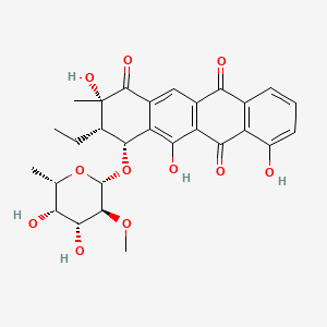 molecular formula C28H30O11 B8209599 (2S,3S,4R)-4-[(2S,3S,4R,5S,6S)-4,5-dihydroxy-3-methoxy-6-methyloxan-2-yl]oxy-3-ethyl-2,5,7-trihydroxy-2-methyl-3,4-dihydrotetracene-1,6,11-trione 