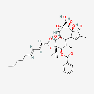 molecular formula C37H44O10 B8209631 [(1R,6S,7S,8R,10S,11S,12R,14S,16S,17R,18R)-6,7-dihydroxy-8-(hydroxymethyl)-4,18-dimethyl-14-[(1E,3E)-nona-1,3-dienyl]-5-oxo-16-prop-1-en-2-yl-9,13,15,19-tetraoxahexacyclo[12.4.1.01,11.02,6.08,10.012,16]nonadec-3-en-17-yl] benzoate 