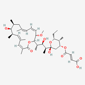 molecular formula C38H58O11 B8209644 (E)-4-[(2R,4R,5S,6R)-6-ethyl-2-hydroxy-2-[(2S,3R,4S)-3-hydroxy-4-[(2R,3S,4Z,6Z,9S,10S,11R,12Z,14Z)-10-hydroxy-3-methoxy-7,9,11,13,15-pentamethyl-16-oxo-1-oxacyclohexadeca-4,6,12,14-tetraen-2-yl]pentan-2-yl]-5-methyloxan-4-yl]oxy-4-oxobut-2-enoic acid 