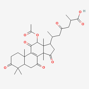 molecular formula C32H42O9 B8209689 12-Acetoxy-3,7,11,15,23-pentaoxolanost-8-en-26-oic acid 