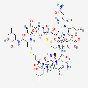 molecular formula C65H104N18O26S4 B8209711 H-DL-Asn-DL-Asp-DL-Glu-DL-Cys(1)-DL-Glu-DL-Leu-DL-Cys(2)-DL-Val-DL-Asn-DL-Val-DL-Ala-DL-Cys(1)-DL-xiThr-Gly-DL-Cys(2)-DL-Leu-OH 