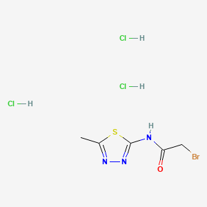 molecular formula C5H9BrCl3N3OS B8209774 2-bromo-N-(5-methyl-1,3,4-thiadiazol-2-yl)acetamide;trihydrochloride 