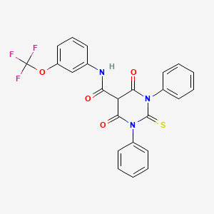 molecular formula C24H16F3N3O4S B8209780 4,6-dioxo-1,3-diphenyl-2-sulfanylidene-N-[3-(trifluoromethoxy)phenyl]-1,3-diazinane-5-carboxamide 