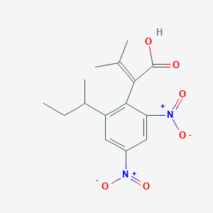 molecular formula C15H18N2O6 B8209828 2-(2-Butan-2-yl-4,6-dinitrophenyl)-3-methylbut-2-enoic acid 