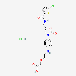 molecular formula C19H21Cl2N3O6S B8209851 2-[2-[[4-[(5S)-5-[[[(5-Chloro-2-thienyl)carbonyl]amino]methyl]-2-oxo-3-oxazolidinyl]phenyl]amino]ethoxy]-acetic Acid Hydrochloride 