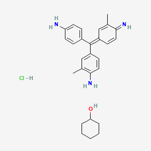 molecular formula C27H34ClN3O B8209854 4-[(E)-(4-aminophenyl)-(4-imino-3-methylcyclohexa-2,5-dien-1-ylidene)methyl]-2-methylaniline;cyclohexanol;hydrochloride 