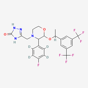 molecular formula C23H21F7N4O3 B8209918 3-[[2-[1-[3,5-Bis(trifluoromethyl)phenyl]ethoxy]-3-(2,3,5,6-tetradeuterio-4-fluorophenyl)morpholin-4-yl]methyl]-1,4-dihydro-1,2,4-triazol-5-one 