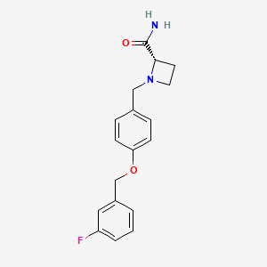 molecular formula C18H19FN2O2 B8209932 (2S)-1-[[4-[(3-fluorophenyl)methoxy]phenyl]methyl]azetidine-2-carboxamide 