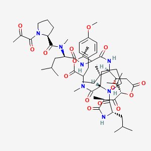 molecular formula C57H87N7O15 B8209943 pyruvoyl-Pro-D-N(Me)Leu-DL-Thr(1)-Unk-Leu-Pro-DL-N(Me)Tyr(Me)-(1) 