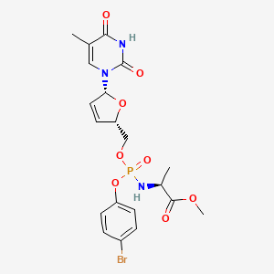 molecular formula C20H23BrN3O8P B8210059 methyl (2S)-2-[[(4-bromophenoxy)-[[(2S,5R)-5-(5-methyl-2,4-dioxo-pyrimidin-1-yl)-2,5-dihydrofuran-2-yl]methoxy]phosphoryl]amino]propanoate 