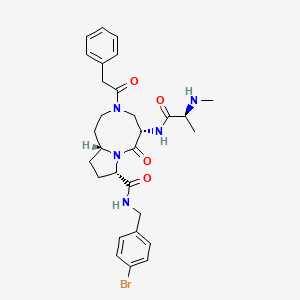molecular formula C29H36BrN5O4 B8210199 (5S,8S,10AR)-N-(4-bromobenzyl)-5-((S)-2-(methylamino)propanamido)-6-oxo-3-(2-phenylacetyl)decahydropyrrolo[1,2-a][1,5]diazocine-8-carboxamide 