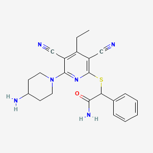 2-[6-(4-Aminopiperidin-1-yl)-3,5-dicyano-4-ethylpyridin-2-yl]sulfanyl-2-phenylacetamide