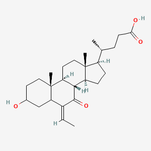 molecular formula C26H40O4 B8210458 (4R)-4-[(6Z,8S,9S,10R,13R,14S,17R)-6-ethylidene-3-hydroxy-10,13-dimethyl-7-oxo-2,3,4,5,8,9,11,12,14,15,16,17-dodecahydro-1H-cyclopenta[a]phenanthren-17-yl]pentanoic acid 