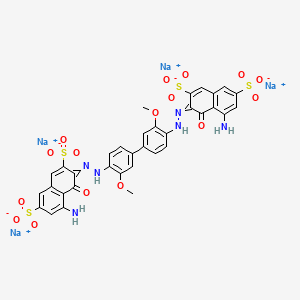 molecular formula C34H24N6Na4O16S4 B8210733 Tetrasodium;5-amino-3-[[4-[4-[2-(8-amino-1-oxo-3,6-disulfonatonaphthalen-2-ylidene)hydrazinyl]-3-methoxyphenyl]-2-methoxyphenyl]hydrazinylidene]-4-oxonaphthalene-2,7-disulfonate 