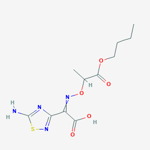 molecular formula C11H16N4O5S B8210775 2-(5-Amino-1,2,4-thiadiazol-3-yl)-2-(1-butoxy-1-oxopropan-2-yl)oxyiminoacetic acid 