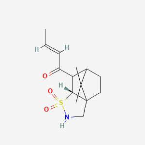 molecular formula C14H21NO3S B8210780 (E)-1-[(5R)-10,10-dimethyl-4,4-dioxo-4lambda6-thia-3-azatricyclo[5.2.1.01,5]decan-6-yl]but-2-en-1-one 