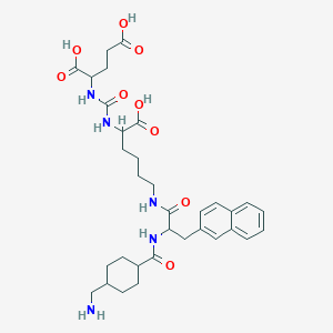 molecular formula C33H45N5O9 B8210805 2-[[5-[[2-[[4-(Aminomethyl)cyclohexanecarbonyl]amino]-3-naphthalen-2-ylpropanoyl]amino]-1-carboxypentyl]carbamoylamino]pentanedioic acid 