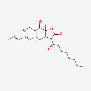 molecular formula C23H30O5 B8210873 9a-Methyl-3-octanoyl-6-prop-1-enyl-3,3a,4,8-tetrahydrofuro[3,2-g]isochromene-2,9-dione 