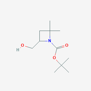 molecular formula C11H21NO3 B8210950 Tert-butyl 4-(hydroxymethyl)-2,2-dimethylazetidine-1-carboxylate CAS No. 1638771-34-2