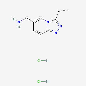 molecular formula C9H14Cl2N4 B8210973 (3-Ethyl-[1,2,4]triazolo[4,3-a]pyridin-6-yl)methanamine;dihydrochloride 