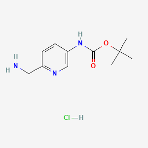 molecular formula C11H18ClN3O2 B8211105 tert-butyl N-[6-(aminomethyl)pyridin-3-yl]carbamate;hydrochloride 