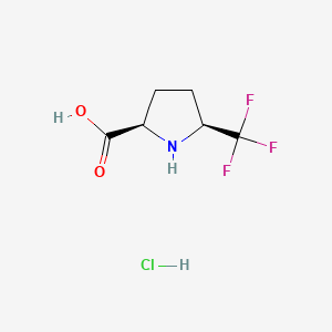 molecular formula C6H9ClF3NO2 B8211111 (2R,5S)-5-(trifluoromethyl)pyrrolidine-2-carboxylic acid;hydrochloride 