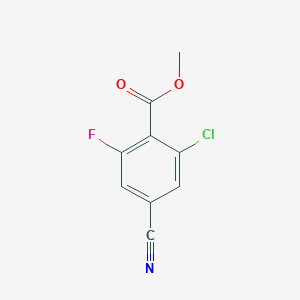 molecular formula C9H5ClFNO2 B8211168 Methyl 2-chloro-4-cyano-6-fluorobenzoate 