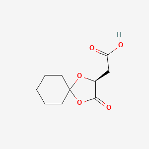 molecular formula C10H14O5 B8211185 1,4-Dioxaspiro[4.5]decane-2-acetic acid, 3-oxo-, (2S)- 
