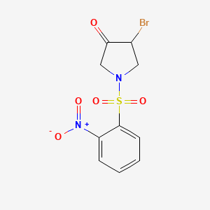 molecular formula C10H9BrN2O5S B8211199 4-Bromo-1-(2-nitro-benzenesulfonyl)-pyrrolidin-3-one 