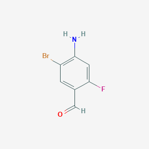 molecular formula C7H5BrFNO B8211203 2-Fluoro-4-amino-5-bromo-benzaldehyde 