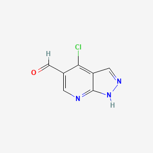 molecular formula C7H4ClN3O B8211255 4-Chloro-1H-pyrazolo[3,4-B]pyridine-5-carbaldehyde 