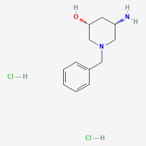 molecular formula C12H20Cl2N2O B8211343 (3R,5S)-5-amino-1-benzylpiperidin-3-ol;dihydrochloride 