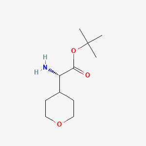 molecular formula C11H21NO3 B8211518 tert-butyl (2S)-2-amino-2-(oxan-4-yl)acetate 