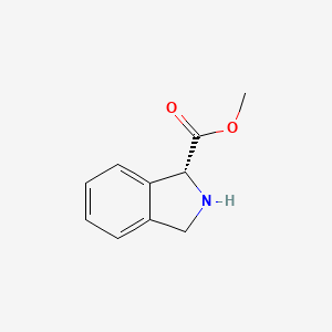 molecular formula C10H11NO2 B8211642 (1R)-1,3-Dihydro-2H-isoindole-1-carboxylic acid methyl ester 