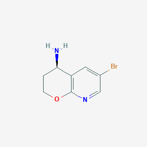 molecular formula C8H9BrN2O B8211767 (R)-6-Bromo-3,4-dihydro-2H-pyrano[2,3-b]pyridin-4-amine 