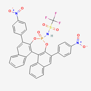 molecular formula C33H19F3N3O9PS B8211830 (11bR)-N-(2,6-Bis(4-nitrophenyl)-4-oxidodinaphtho[2,1-d:1',2'-f][1,3,2]dioxaphosphepin-4-yl)-1,1,1-trifluoromethanesulfonamide 