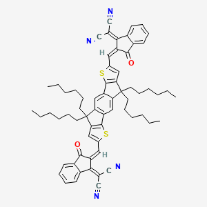 molecular formula C66H66N4O2S2 B8211849 2,2'-((2Z,2'Z)-((4,4,9,9-Tetrahexyl-4,9-dihydro-s-indaceno[1,2-b:5,6-b']dithiophene-2,7-diyl)bis(methanylylidene))bis(3-oxo-2,3-dihydro-1H-indene-2,1-diylidene))dimalononitrile 